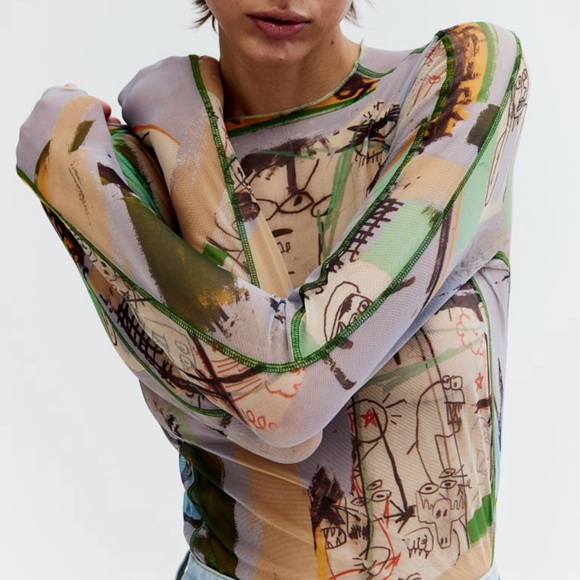 LIMITED EDITION-Basquiat x Ev Bravado x Téla D'Amore H&M Mesh Top –S NWT - Picture 5 of 6